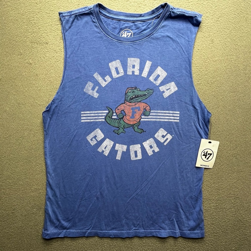 '47 Brand Women Tank Top Cotton Blue Large Florida Gators Muscle Tee Collegiate